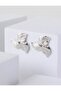 Silver Color Leaf Figured Shiny Modern Earrings
