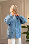 5475 - Comfortable and Stylish Women's Denim Jacket with Handmade Decoration - 5