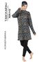 Water-Repellent Tunic Swimsuit with Wide-Lettered Pattern, Long Tunic, and Inner Layer - 5