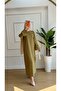 Oil Green Striped Belted Hijab Dress - 5