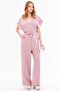 Dried Rose Double Breasted Collar and Belted Wide Leg Jumpsuit with Pockets - V Detailed ARM-24Y001073 - 3