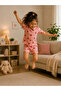 Strawberry Patterned, Striped, Milan Fabric, Pink Girls' Pajama Set - 4