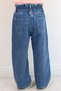 Girl's Jean Trousers with Star Embroidery, Elastic Waist, Buttoned, 1.5-5 Years Old, Blue - 2