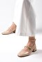 Audrey Nude Patent Leather Open Back Short Heeled Women's Shoes - 4