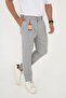 Men's Italian Cut Boyfriend Gray Fabric Trousers with Buckle Belt - 4