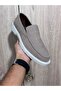 Beige Nubuck Leather Men's Loafer Shoes - 7