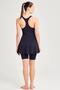 Swimmer's Navy Blue Jumpsuit with Back Skirt and Mesh Detail 2275 - 2