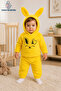 Rabbit Embroidered Welsoft 2-Piece Baby Set (with Ears Hooded) - Yellow - 2