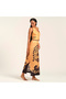 Marmara Black-Yellow Lyocell Linen Skirt - 3