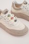 Women's Beige Beaded Orthopedic Comfortable Sole Lace-Up Ballerina Casual Sneakers - Comfortable and Lightweight - 4