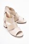 Women's Beige Back-Zippered Cross Elastic Sandals Shoes Seferi2027 - 3
