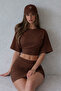Women's Bat Sleeve Summer Coffee Crop Blouse - 2