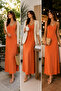 Women's Cross-Back Strap Long Sandy Dress-Apricot - 7