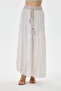 Beige Italian Elastic Waist Long Viscose Skirt Size 38 - 42 - 4