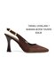 Brown Suede Shoes with Pointed Toe, Open Back, Large Buckle, 9cm Goggle Heel, New Season - 2