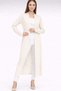 Long Thin Knitwear Cardigan Straight Cut Seasonal Loose Cardigan with Slit Detail