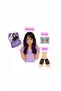 Manifest Hi̇lal Purple Accessory Set Crescent Wig Purple-Black Hair + Face Stone + Purple Mesh Gloves Party Concert Birthday