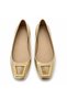 Women's Gold Buckle Detailed Ballerinas - Stylish, Comfortable, Casual, Office, Business, Travel Flat Shoes - 6
