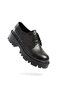 Zri̇n-754 Premium Black Crocodile Lace-Up Orthopedic High-Sole Loafer - 3