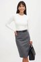 Women's White Long Sleeve Crew Neck T-shirt Blouse Ribbed Knit Corded Fabric - 3