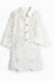 White Suit with Gold Beaded Collar and Embroidered Skirt
