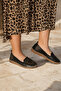 Black Genuine Leather Ballerina Shoes