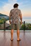 Men's Large Size Polo Collar T-Shirt Hawai 24455 Beige - 3