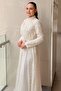 Floral Sequin and Bead Embroidered Chiffon Combination Evening Dress - 3