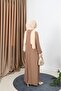 Pleated Sandy Dress with Necklace - 4