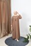 Pleated Sandy Dress with Necklace
