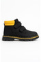 Boy's Black and Yellow Detailed Double Velcro Non-Slip Sole Winter Boots - 4
