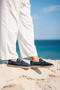 Fleur Genuine Leather Navy Blue Lace-Up Espadrille - 3