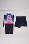 Half Sleeve 2 Piece Zippered Cobalt Blue Girls' Swimsuit 5001