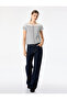 Short Sleeve Crew Neck Button Detailed Striped Knit Sweater