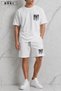 Bklyn Printed Oversize Unisex T-Shirt & White Shorts Set - 4