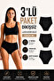 3 Pack Women's Seamless Panties Laser Cut High Waist Black Underwear