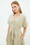 Belted Linen Look Mini Dress - 6
