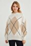 Diamond Patterned Oversize Sweater - 4