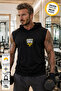 Men's Beast Mode Printed Black Oversize Crew Neck Cotton Hooded Sleeveless Athlete Tank Top/Tshirt