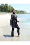 Northern Lights Pattern Crop Hijab Swimsuit Black Adjustable Waist 3-Piece Water Repellent Quick Drying - 2