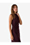Crepe Scuba Fabric Slit Detailed High Neck Flowy Sleeveless Midi Dress - 2
