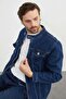 Zippered Pocket Judge Collar Denim Jacket - 3
