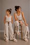 Embroidery Detailed Summer Linen Fabric Vest and Pants Set (Buy Separately for Mother and Daughter) - 5