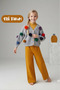 Girl's Pompom Gray Knitwear Cardigan Sleeveless Inner Badi Knitwear Pants Beret 4-Piece Set
