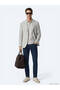 Beige Patterned Modern Fit Linen Blend Jacket - 2