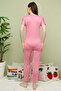 Heart Patterned Crew Neck Short Sleeve Pajama Set - 5