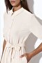 Bdart Textured Midi Dress with Shirt Collar and Char Bow - 4