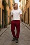 Large Size Men's Plain Commando Sweatpants 22520 Bordo - 3