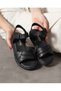 Women's Cross-Strapped Leather Look Ankle Velcro Sandals - 4