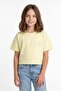 Ribbon Embossed Printed Girls' Crop T-Shirt